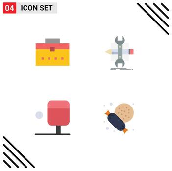 paquete de 4 signos y símbolos de iconos planos modernos para medios de impresión web, como la interfaz de ping pong de bolsa, desarrollar elementos de diseño de vectores editables de supermercado