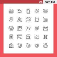 25 Creative Icons Modern Signs and Symbols of camera sound fruits no study Editable Vector Design Elements