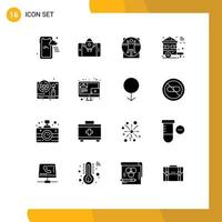 Pictogram Set of 16 Simple Solid Glyphs of wheel car man wifi smart Editable Vector Design Elements