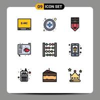 Universal Icon Symbols Group of 9 Modern Filledline Flat Colors of counter music rank midi controller Editable Vector Design Elements