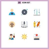 User Interface Pack of 9 Basic Flat Colors of pen typewriter disease type increase Editable Vector Design Elements