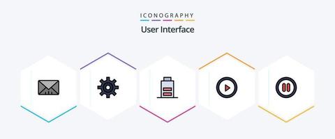 User Interface 25 FilledLine icon pack including . pause. interface. interface. play vector