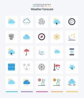 Creative Weather 25 paquete de iconos planos como tormenta. grado. noche. clima. clima vector