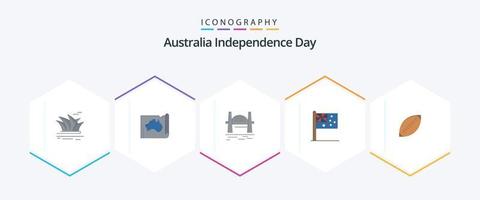 día de la independencia de australia 25 paquete de iconos planos que incluye el país. Sídney. localización. puerto. puente vector