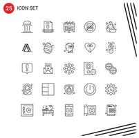 25 iconos creativos signos y símbolos modernos de no comer amor hamburguesa cartelera elementos de diseño vectorial editables vector