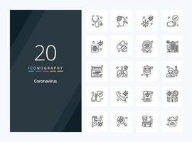 20 Coronavirus Outline icon for presentation vector