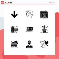 9 Creative Icons Modern Signs and Symbols of user reel protection photograph cinema Editable Vector Design Elements