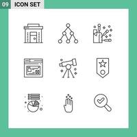 Pictogram Set of 9 Simple Outlines of laboratory design acupuncture website page Editable Vector Design Elements