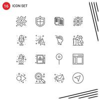 16 Thematic Vector Outlines and Editable Symbols of microphone profit file investment shareit Editable Vector Design Elements