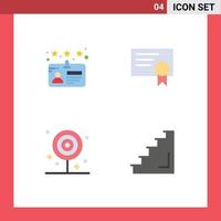 Set of 4 Vector Flat Icons on Grid for card food certificate breakfast floor Editable Vector Design Elements