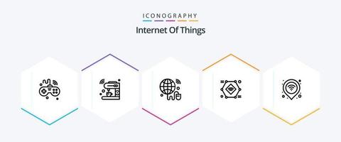 Internet Of Things 25 Line icon pack including smart camera. iot. machine. internet of things. wifi vector