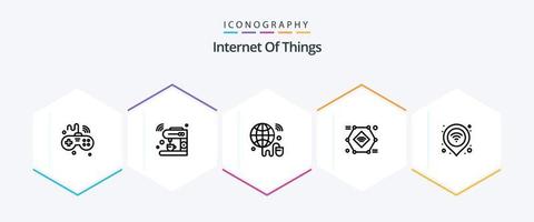 Internet de las cosas paquete de iconos de 25 líneas que incluye cámara inteligente. iot máquina. Internet de las Cosas. Wifi vector