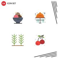 Mobile Interface Flat Icon Set of 4 Pictograms of birthday cereal party test tubes wheat Editable Vector Design Elements