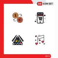 User Interface Pack of 4 Basic Filledline Flat Colors of exchange shopping dollar financial ball Editable Vector Design Elements