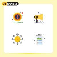 4 Thematic Vector Flat Icons and Editable Symbols of alert media announcement ad platform Editable Vector Design Elements