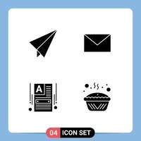 4 Universal Solid Glyph Signs Symbols of paper web builder email make a website baking Editable Vector Design Elements