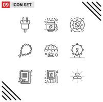 9 Thematic Vector Outlines and Editable Symbols of muslim pray cup tasbih options Editable Vector Design Elements