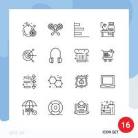 Modern Set of 16 Outlines and symbols such as computing designer graphic computer designer Editable Vector Design Elements