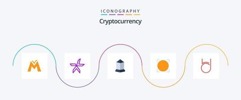 paquete de iconos flat 5 de criptomoneda que incluye moneda. moneda criptográfica. lista cripto. omnidireccional vector