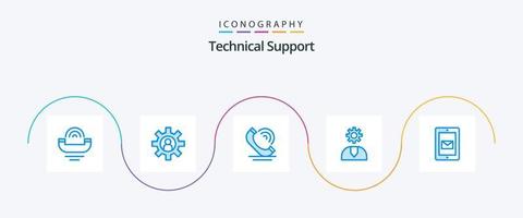 soporte técnico azul 5 paquete de iconos que incluye soporte. ayudar. apoyo. cliente. servicios vector