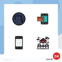 Group of 4 Modern Filledline Flat Colors Set for sound money payment card computers Editable Vector Design Elements