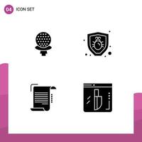 Editable Vector Line Pack of 4 Simple Solid Glyphs of golf note hotel security guidelines Editable Vector Design Elements