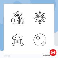 Modern Set of 4 Filledline Flat Colors and symbols such as company cook helm cafe peas Editable Vector Design Elements