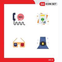 User Interface Pack of 4 Basic Flat Icons of call glasses contact greeting card usa Editable Vector Design Elements