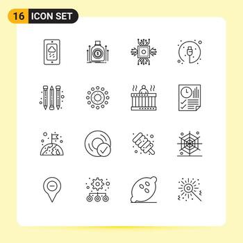 16 User Interface Outline Pack of modern Signs and Symbols of cable hardware loan electronic processor Editable Vector Design Elements