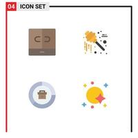 Modern Set of 4 Flat Icons Pictograph of closet business interior sweets graph Editable Vector Design Elements