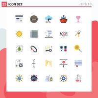 Flat Color Pack of 25 Universal Symbols of gender vehicles cloud transportation ship Editable Vector Design Elements