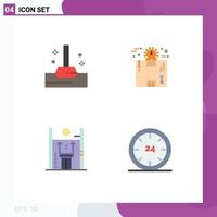 Pack of 4 creative Flat Icons of mop growth box package improvement Editable Vector Design Elements