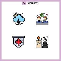 4 Creative Icons Modern Signs and Symbols of cloud canada weather partnership spa Editable Vector Design Elements