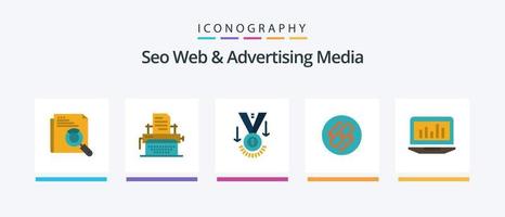 Seo Web And Advertising Media Flat 5 Icon Pack Including connection. chain. publish. link. winner. Creative Icons Design vector