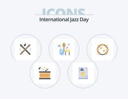 día internacional del jazz paquete de iconos planos 5 diseño de iconos. . . saxofón. virtuoso. música vector