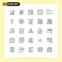 Line Pack of 25 Universal Symbols of power mark basic flag socket Editable Vector Design Elements