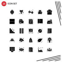 Modern Set of 25 Solid Glyphs Pictograph of lunchbox box diet toaster toast Editable Vector Design Elements