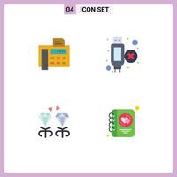 User Interface Pack of 4 Basic Flat Icons of fax present fax machine hdmi diary Editable Vector Design Elements