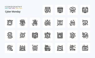 25 Cyber Monday Line icon pack vector