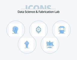 paquete de iconos azules de laboratorio de fabricación y ciencia de datos 5 diseño de iconos. capas. arreglar. taller. red. humano vector