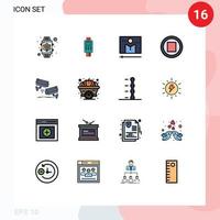 16 Flat Color Filled Line concept for Websites Mobile and Apps music player credit card media player display Editable Creative Vector Design Elements