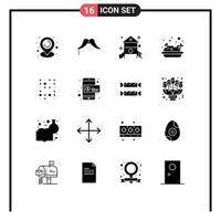 16 User Interface Solid Glyph Pack of modern Signs and Symbols of data nachos childhood junk play Editable Vector Design Elements