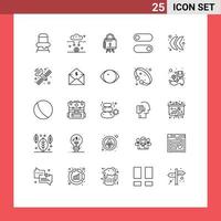 Group of 25 Modern Lines Set for left arrow cyber toggle control Editable Vector Design Elements