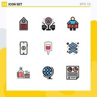 9 Creative Icons Modern Signs and Symbols of blood shopping jobless market worker Editable Vector Design Elements