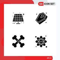 4 User Interface Solid Glyph Pack of modern Signs and Symbols of battery lab grave spooky web Editable Vector Design Elements