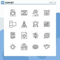 Set of 16 Commercial Outlines pack for bussiness swap navigation data target customer Editable Vector Design Elements