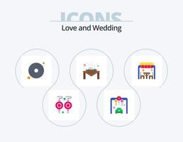 paquete de iconos planos de boda 5 diseño de iconos. amar. alimento. disco. comida. cena vector