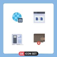 Set of 4 Modern UI Icons Symbols Signs for world grid page file layout Editable Vector Design Elements