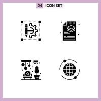 4 Creative Icons Modern Signs and Symbols of pencil home printer process chandeliers Editable Vector Design Elements