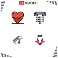 Pictogram Set of 4 Simple Filledline Flat Colors of anatomy phone hospital communication upstairs Editable Vector Design Elements